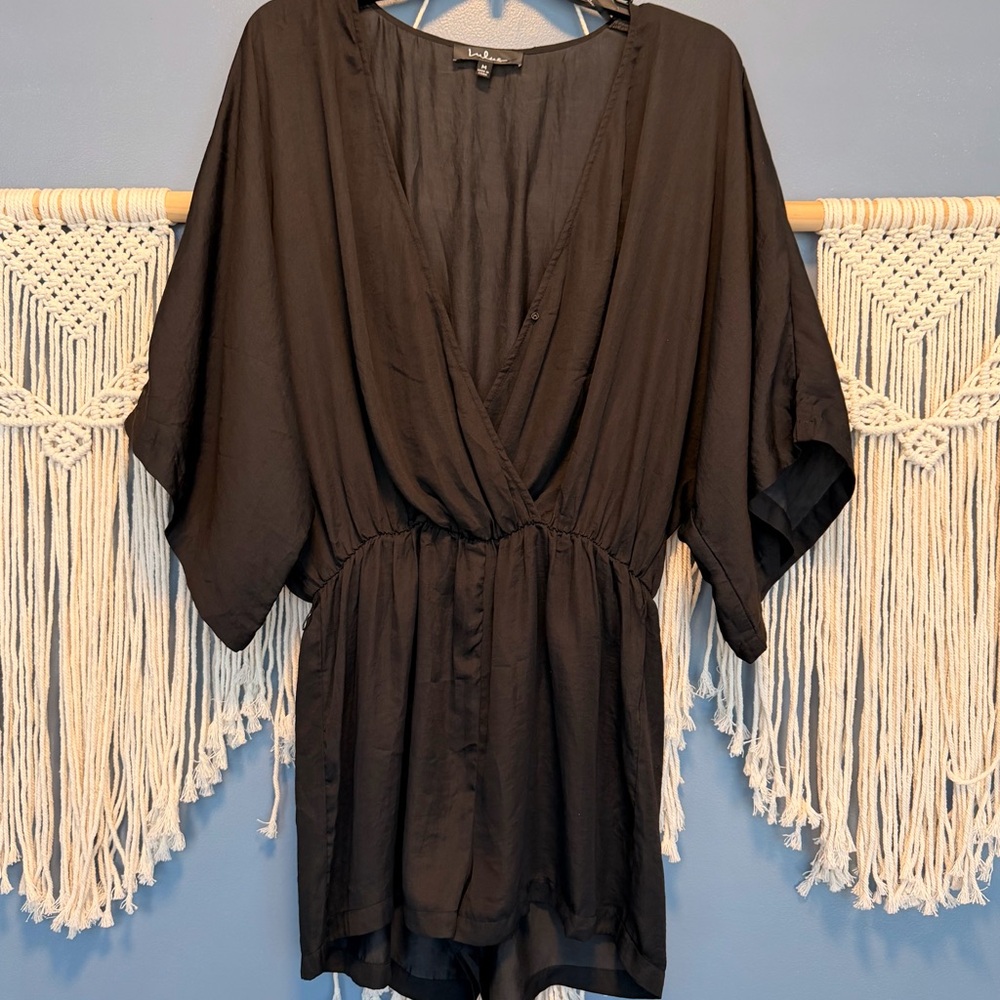 Silky Black Romper from Lulu’s